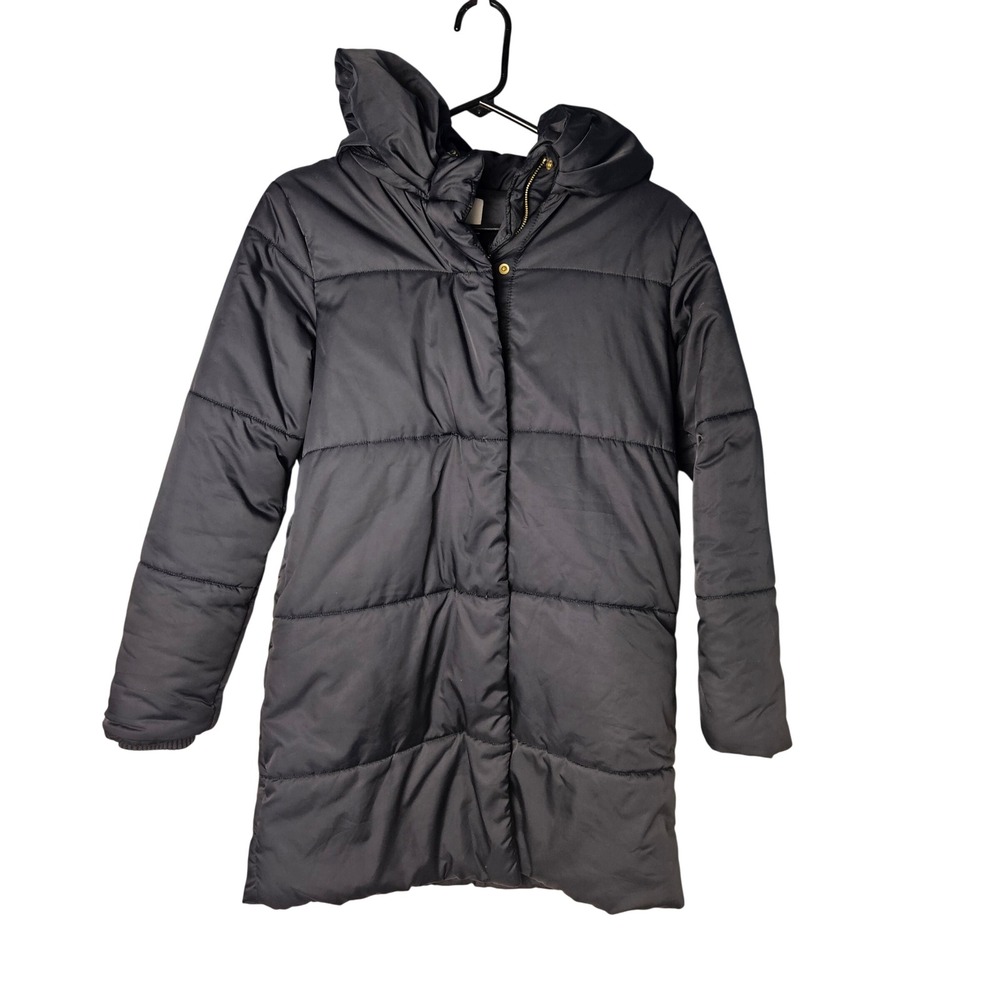 Kate Spade New York Girls Youth Black Puffer Long Coat Hooded Large (12Y)